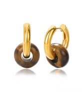 18k gold-plated stainless steel, Tarnish-free, Waterproof, Suitable for sensitive skin, gold earrings, retro earrings, vintage charm, classic earrings, beautiful earrings, timeless earrings, hoop earrings, charm earrings, tigers eye earring